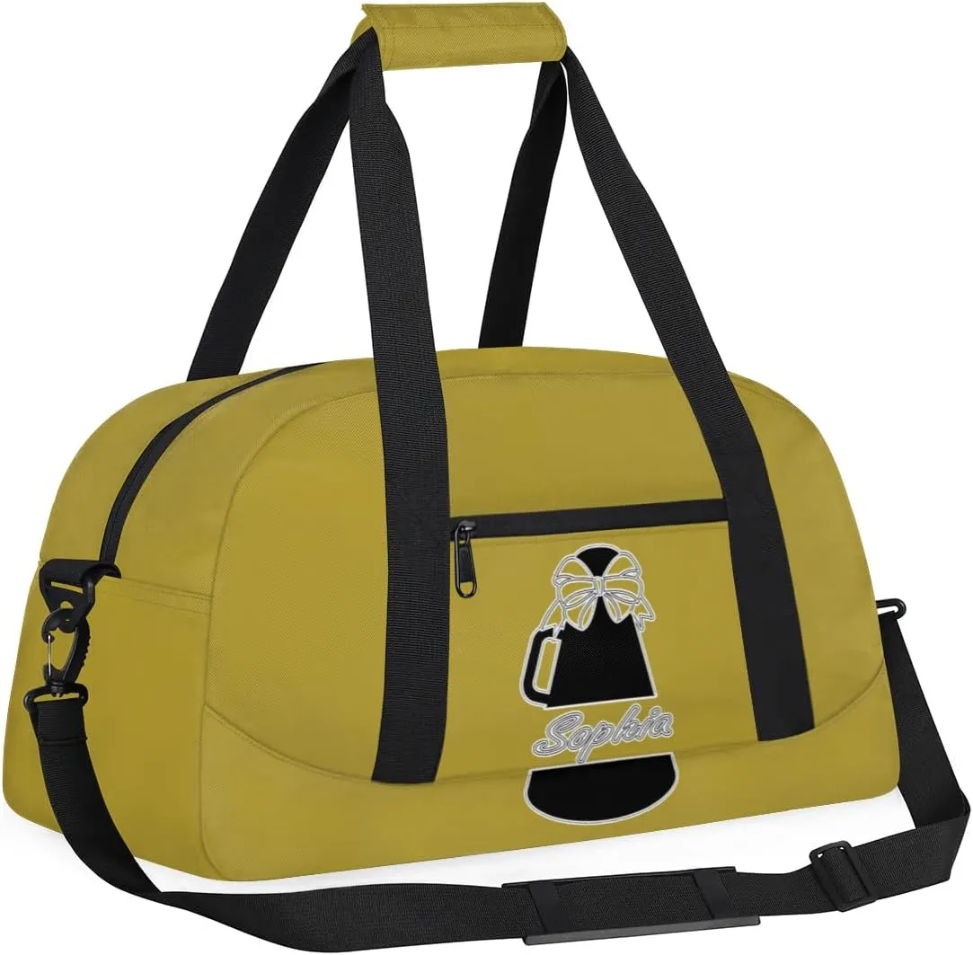 Custom Cheer Duffel Bags, Personalized Dance Sport Bags with Name, Customized Cheerleader Travel Bag Overnight Weekender Bags, Brown Gymnastics Gifts