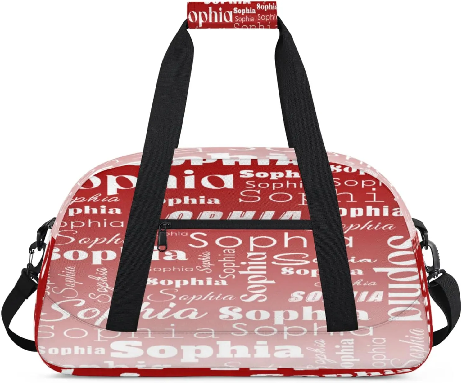 Custom Gym Duffel Bag for Women Men, Personalized Name Sport Bag Overnight Bags Customized Travel Weekender Bag, Deep Red Gradient