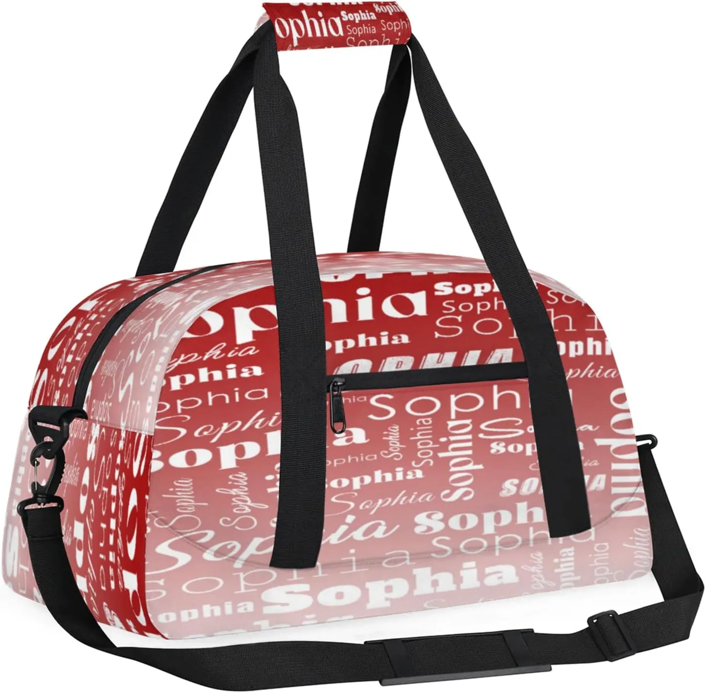 Custom Gym Duffel Bag for Women Men, Personalized Name Sport Bag Overnight Bags Customized Travel Weekender Bag, Deep Red Gradient