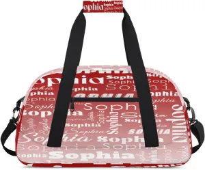 Custom Gym Duffel Bag for Women Men, Personalized Name Sport Bag Overnight Bags Customized Travel Weekender Bag, Deep Red Gradient