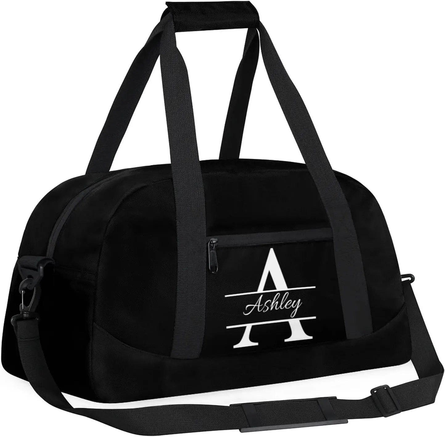 Custom Sports Duffel Bag Personalized Name Dance Gym Bag for Women Men Overnight Weekender Travel Duffel Bags Lightweight 18.9in, Pure Black