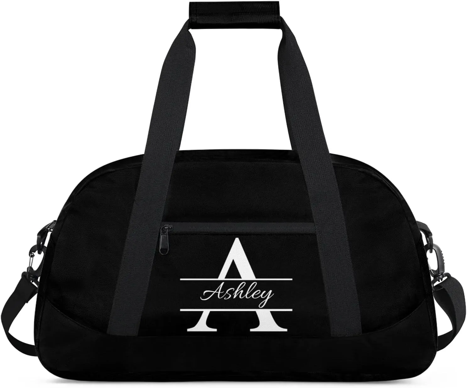 Custom Sports Duffel Bag Personalized Name Dance Gym Bag for Women Men Overnight Weekender Travel Duffel Bags Lightweight 18.9in, Pure Black
