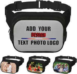 Customized Waist Pack Add Your Own Text Logo Photo Unisex Fanny Pack for Workouts Travel Sports Adjustable Strap