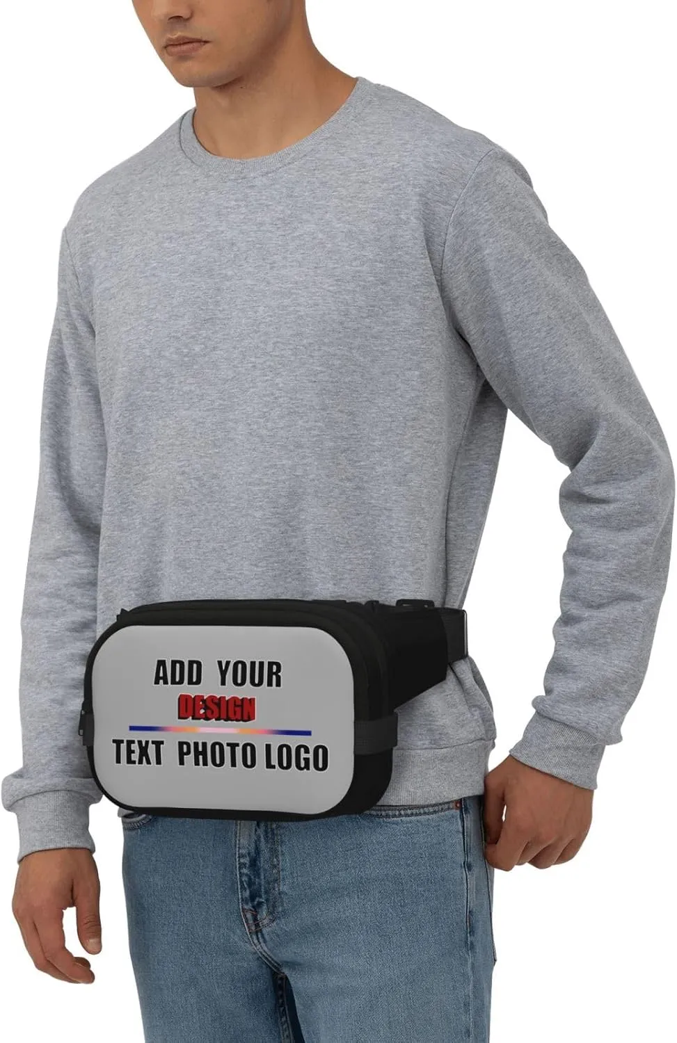 Customized Waist Pack Add Your Own Text Logo Photo Unisex Fanny Pack for Workouts Travel Sports Adjustable Strap