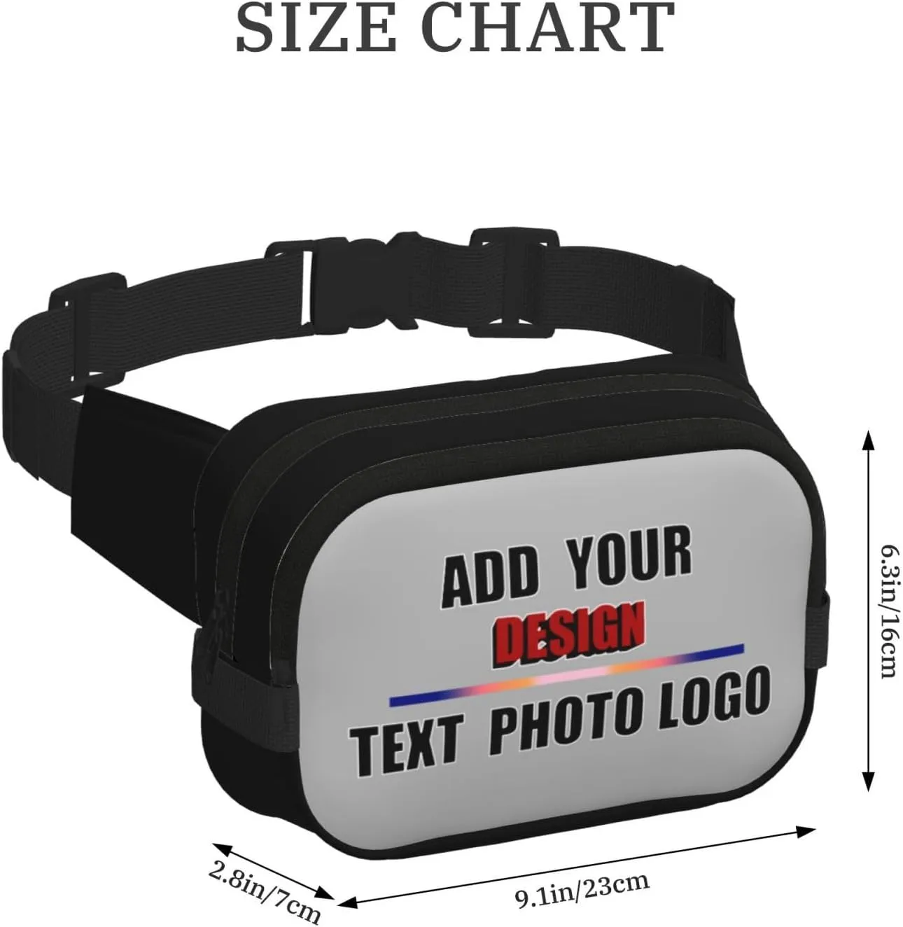 Customized Waist Pack Add Your Own Text Logo Photo Unisex Fanny Pack for Workouts Travel Sports Adjustable Strap