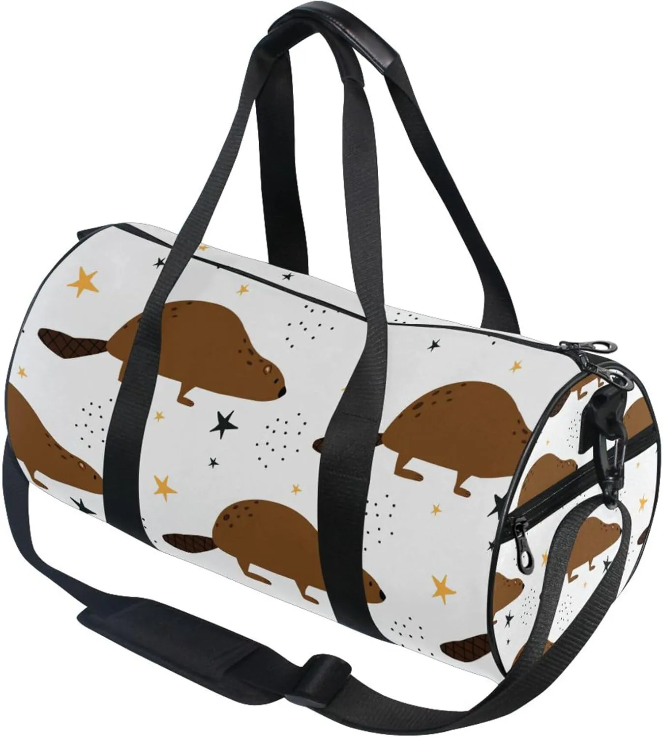 Cute Beaver Stars Duffle Bag for Women Men Sports Gym Fitness Bag Travel Workout Gymnastics Dance