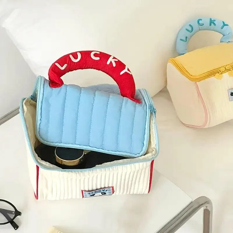 Cute Cabin Cosmetic Bag Large Capacity Portable Travel Storage Handheld Wash Bag