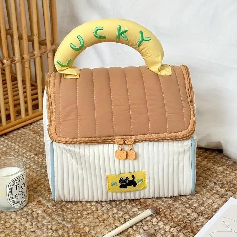 Cute Cabin Cosmetic Bag Large Capacity Portable Travel Storage Handheld Wash Bag