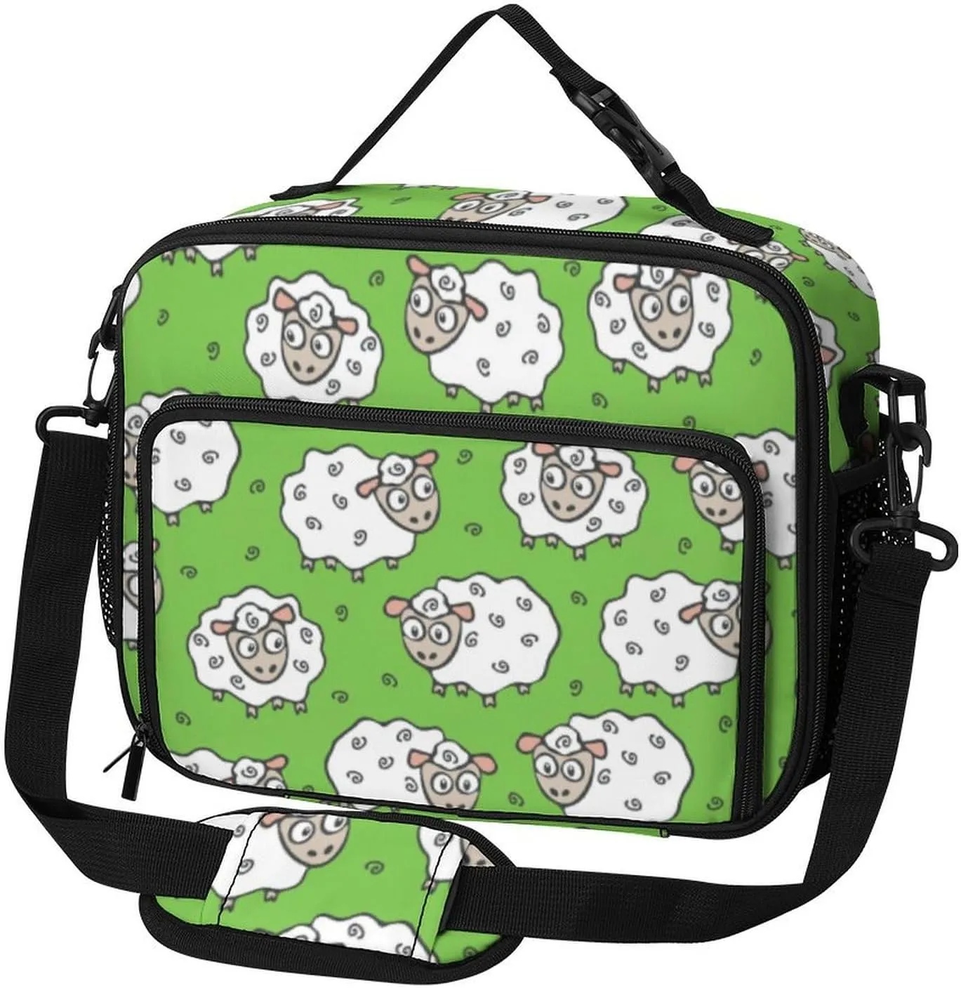 Cute Cartoon Sheep Pattern Lunch Bag Insulated Lunch Tote Shoulder Bag for Men Women Work Travel Picnic