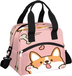 Cute Corgis Love Insulated Lunch Bag for Women Men Reusable Lunch Box Cooler Bag Large Leakproof Lunch Tote with Adjustable Shoulder Strap for Adult Work Picnic Camping Beach Office