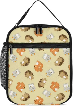 Cute Forest Animals Reusable Lunch Bag Insulated Portable Lunch Box Bag Leak Proof Dining Bag Lunch Box Container Tote Pattern112