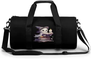 Cute Ghost Reading Library Books Halloween Teacher Gym Bag Lightweight Duffel Bag Workout Bag Overnight Backpack Travel Bags for Men Women