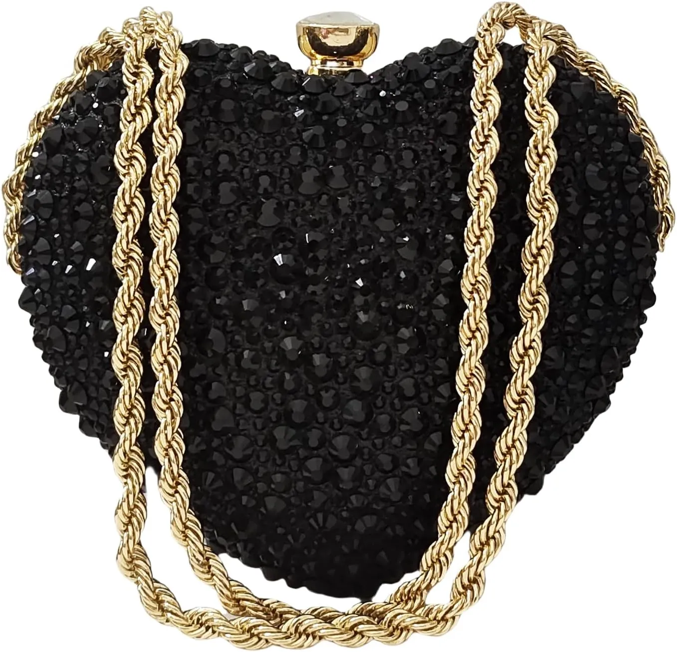 Cute Heart Shape Clutch Purse Mini Love Heart Rhinestone Wedding Handbag Party Twisted Chain Women Purse