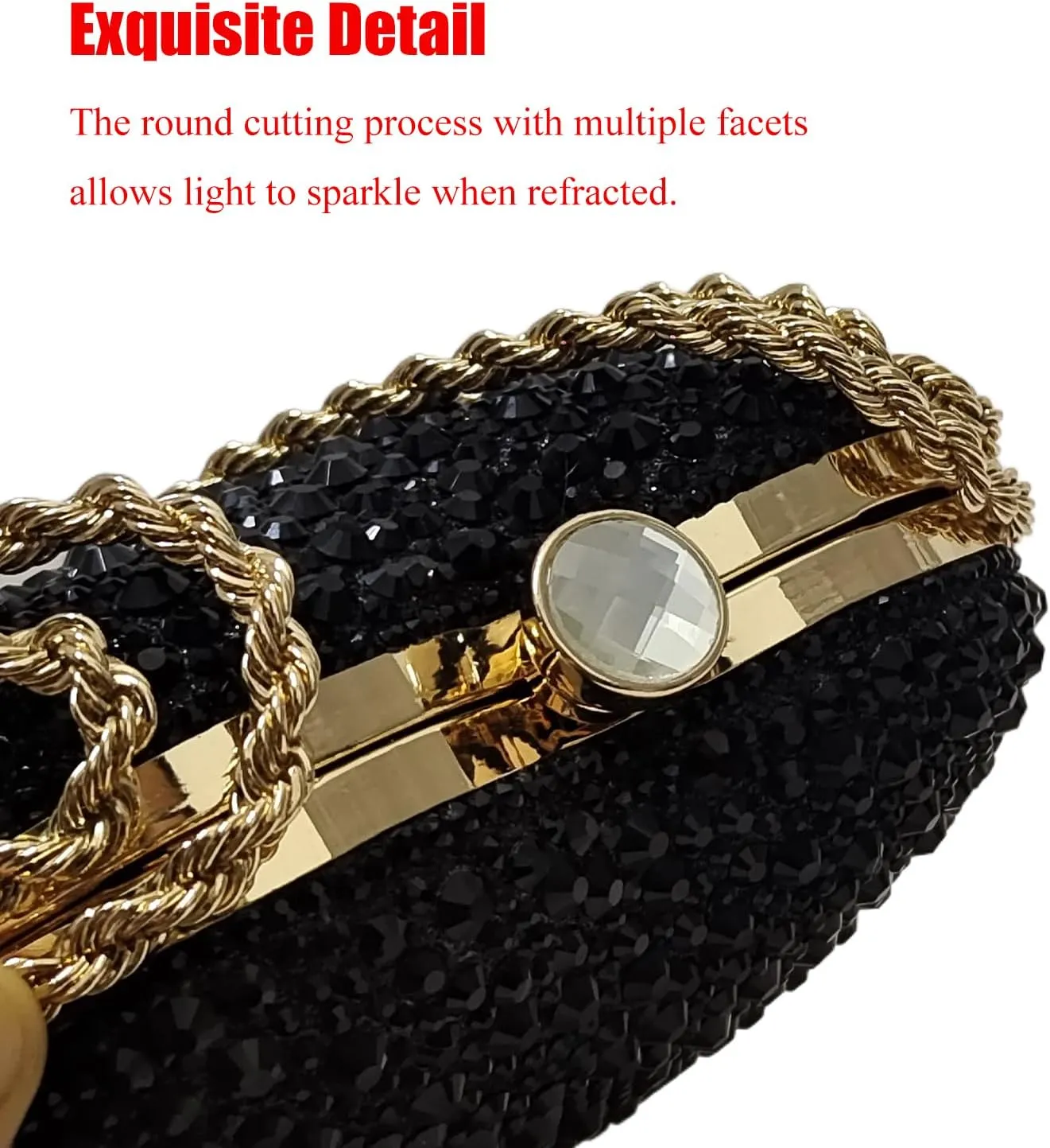 Cute Heart Shape Clutch Purse Mini Love Heart Rhinestone Wedding Handbag Party Twisted Chain Women Purse