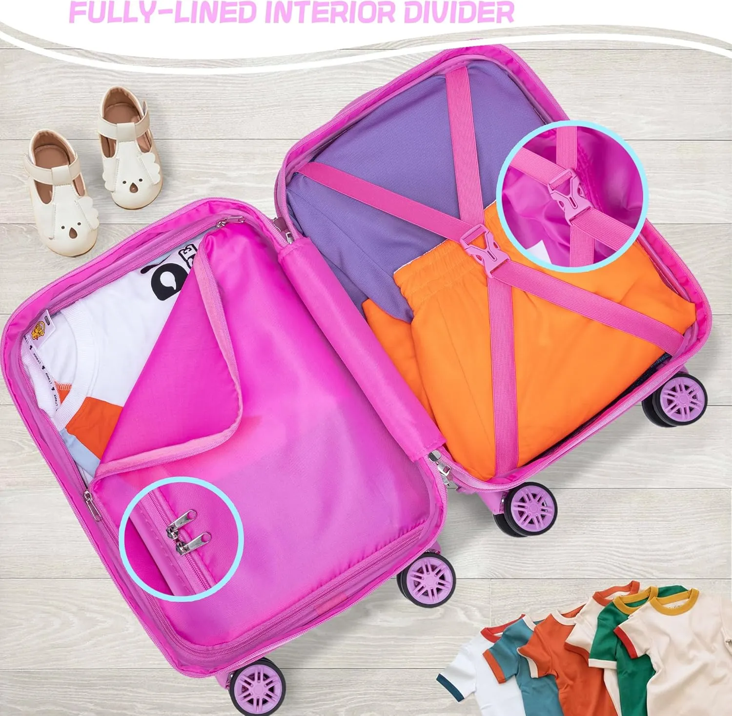 Cute Pink Mermaid Kid’s Luggage Set 2 Piece Suitcase Set 16’’ Hardside Luggage with Spinner Wheels Girls Boys Carry on Toddler Luggage Travel Rolling Luggage Carry on Luggage Airline Approved