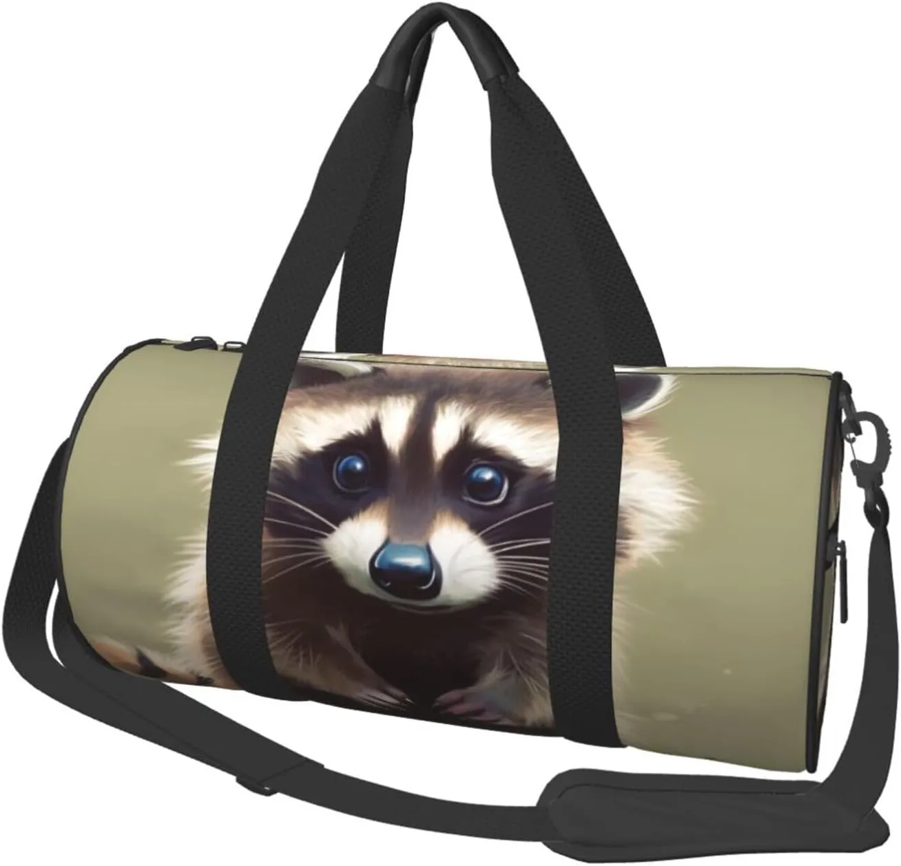 Cute Raccoon Printed Sports Gym Bag for Men Women Foldable Duffel Bag Carry On Weekender Bag for Travel Sports