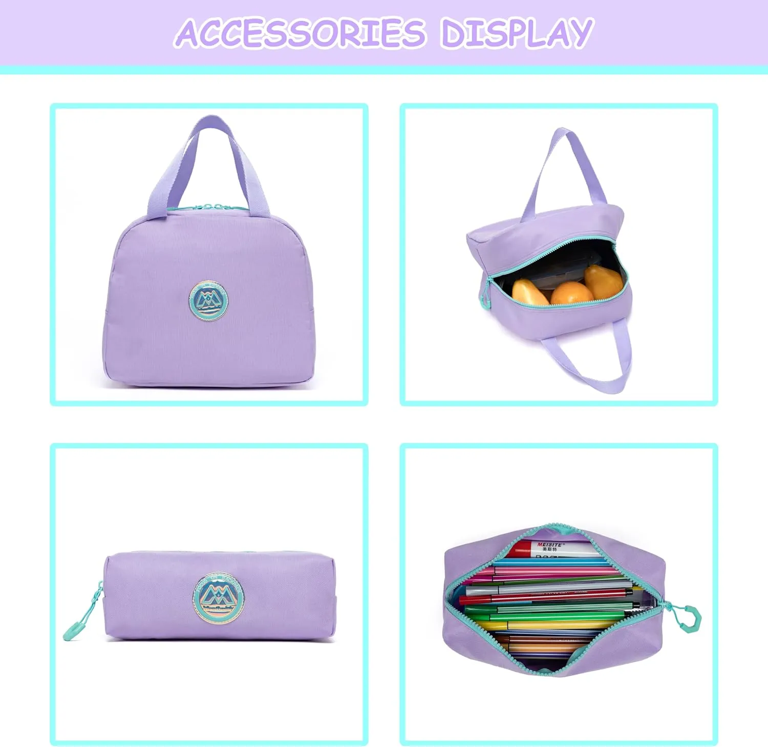 Cute Rolling Backpack for Girls Backpack with Wheels Girls Backpack with Lunch Box Set Kids Suitcase for Girls Trolley School Bags Girls Backpacks with Wheels Kids Carry On Travel Luggage