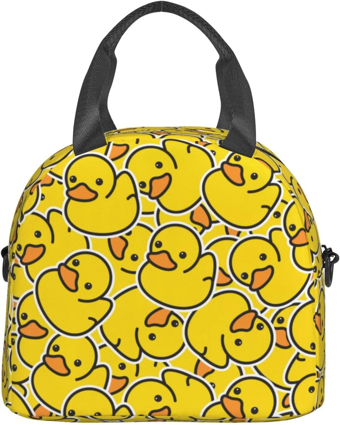 Cute Rubber Ducky Cartoon Duck Lunch Bag with Adjustable Shoulder Strap for Women Men Reusable Lunch Box Leakproof Tote Bags Insulated Cooler for Work Travel Outdoor(9 x 5 x 7.8 Inches)