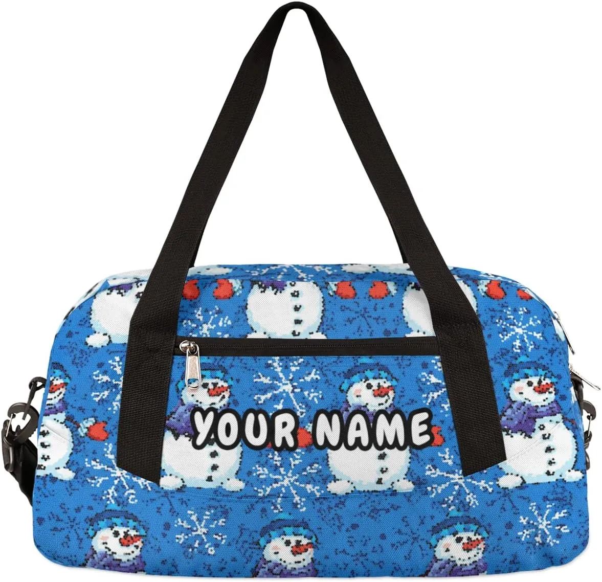 Cute Snowman Christmas Personalized Kids Duffel Bag for Girls Boys, Snowman Debris Custom Dance Bag Overnight Small Duffel Bag Carry On Weekend Sports Travel Bag for School Practice Gymnastics Ballet