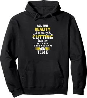 Cutting into River Trekking Time Funny River Climbing Pullover Hoodie