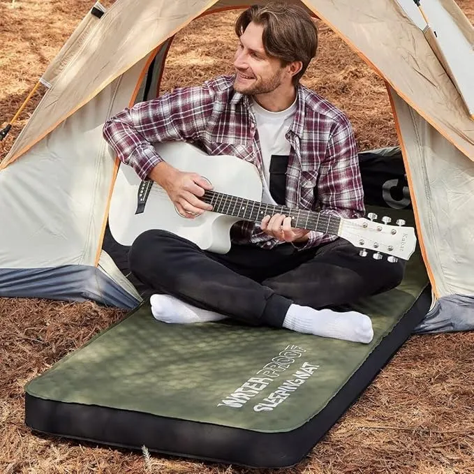 Cymula Camping Mattress 4 Ultra-Thick Self Inflating Sleeping Pad with Pump Sack with Memory Foam Sleeping Mat for Camping Cot 4-Season,Travel,Car,Tent,Home(75"x30"x4" cot)