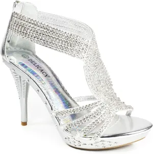 D07 Glam Sparkling Rhinestone Dancing Evening High Heel Pumps