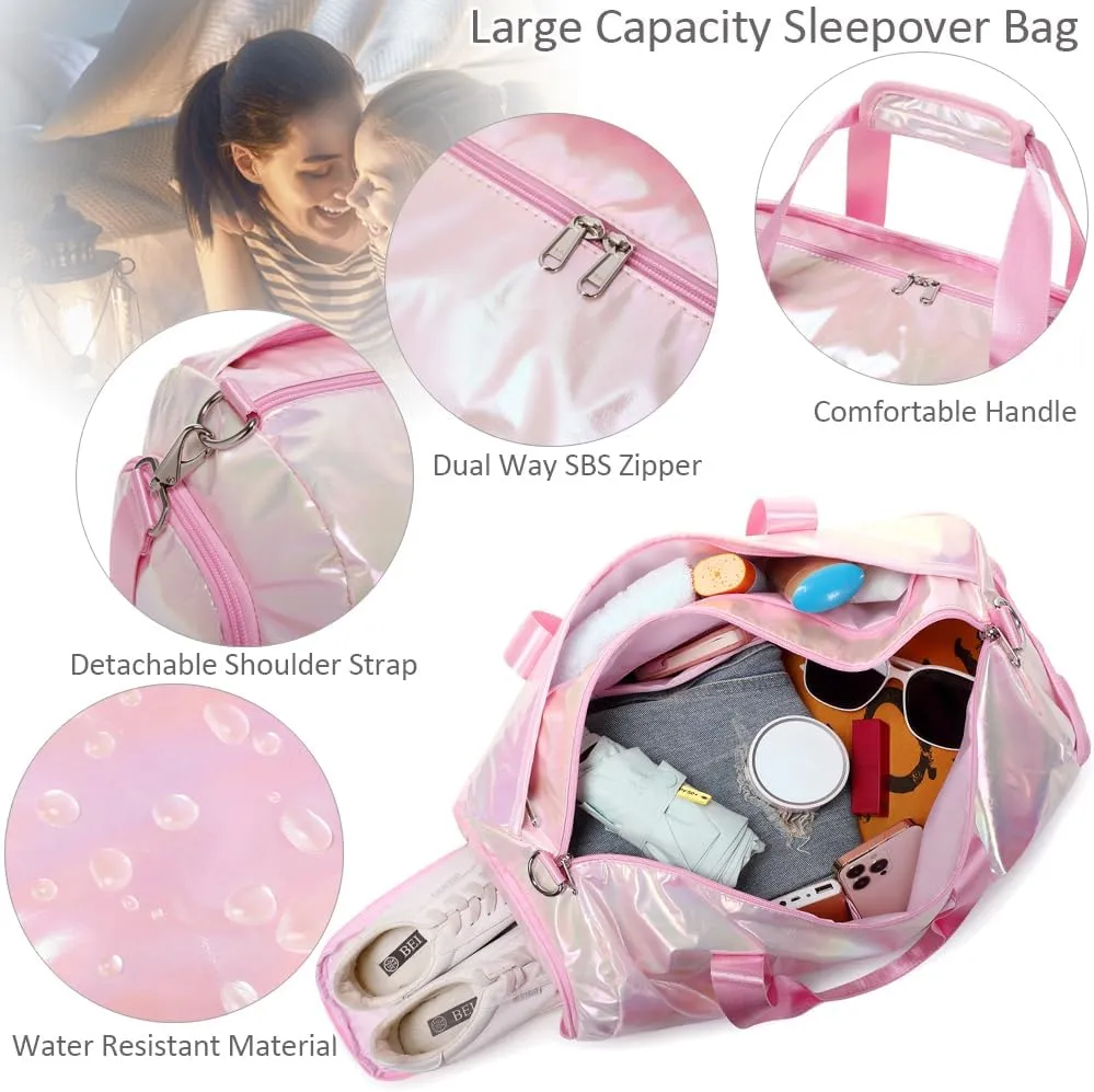 Dance Bag for Girls Sports Duffle Bag for Teen Girls Gym Bag with Shoes Compartment Wet Pocket Weekender Carry On Bag Travel Bag for Teens Girls