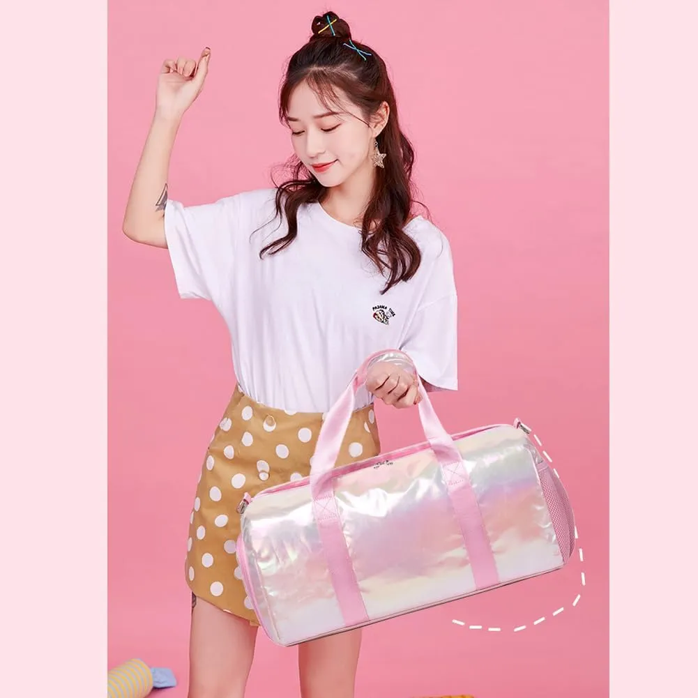 Dance Bag for Girls Sports Duffle Bag for Teen Girls Gym Bag with Shoes Compartment Wet Pocket Weekender Carry On Bag Travel Bag for Teens Girls