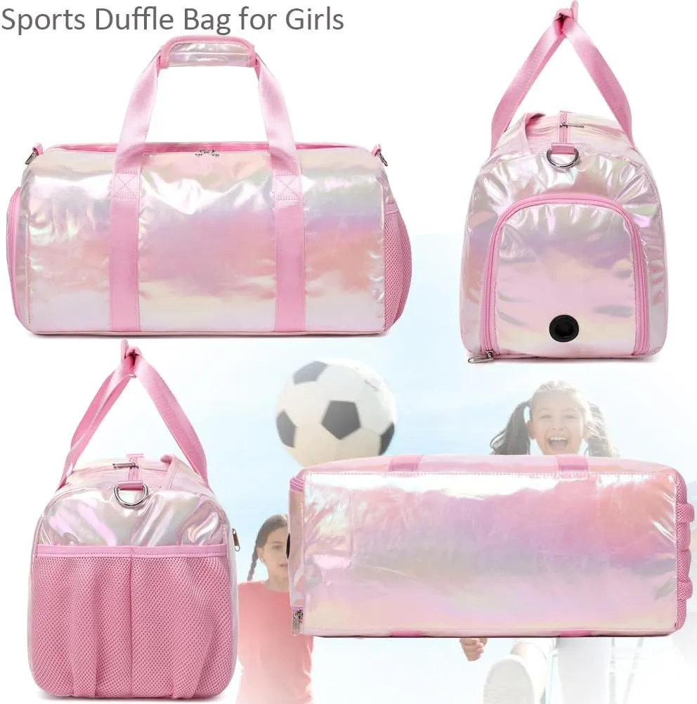 Dance Bag for Girls Sports Duffle Bag for Teen Girls Gym Bag with Shoes Compartment Wet Pocket Weekender Carry On Bag Travel Bag for Teens Girls