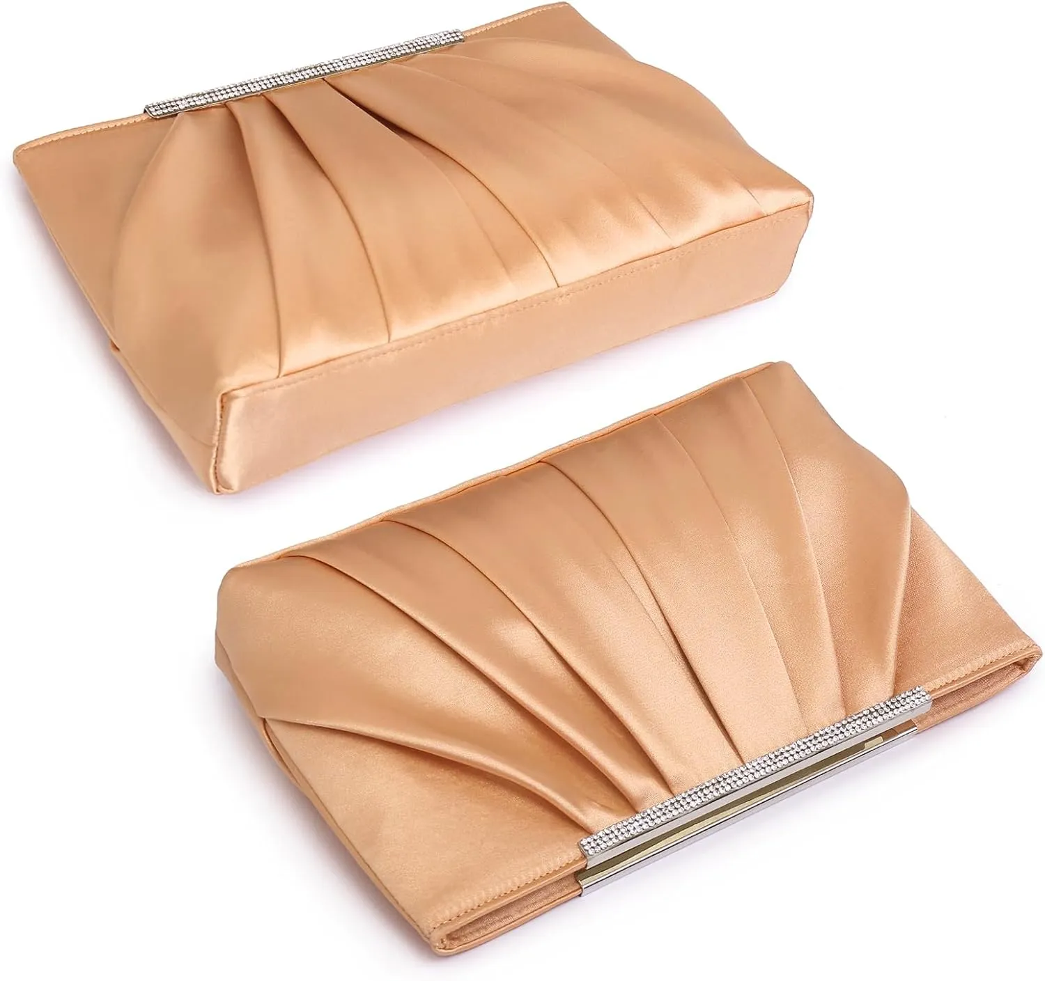 Dasein Elegant Pleated Evening Clutch Bags for Women Formal Handbags Purses for Wedding Party Prom with Sparkly Rhinestones