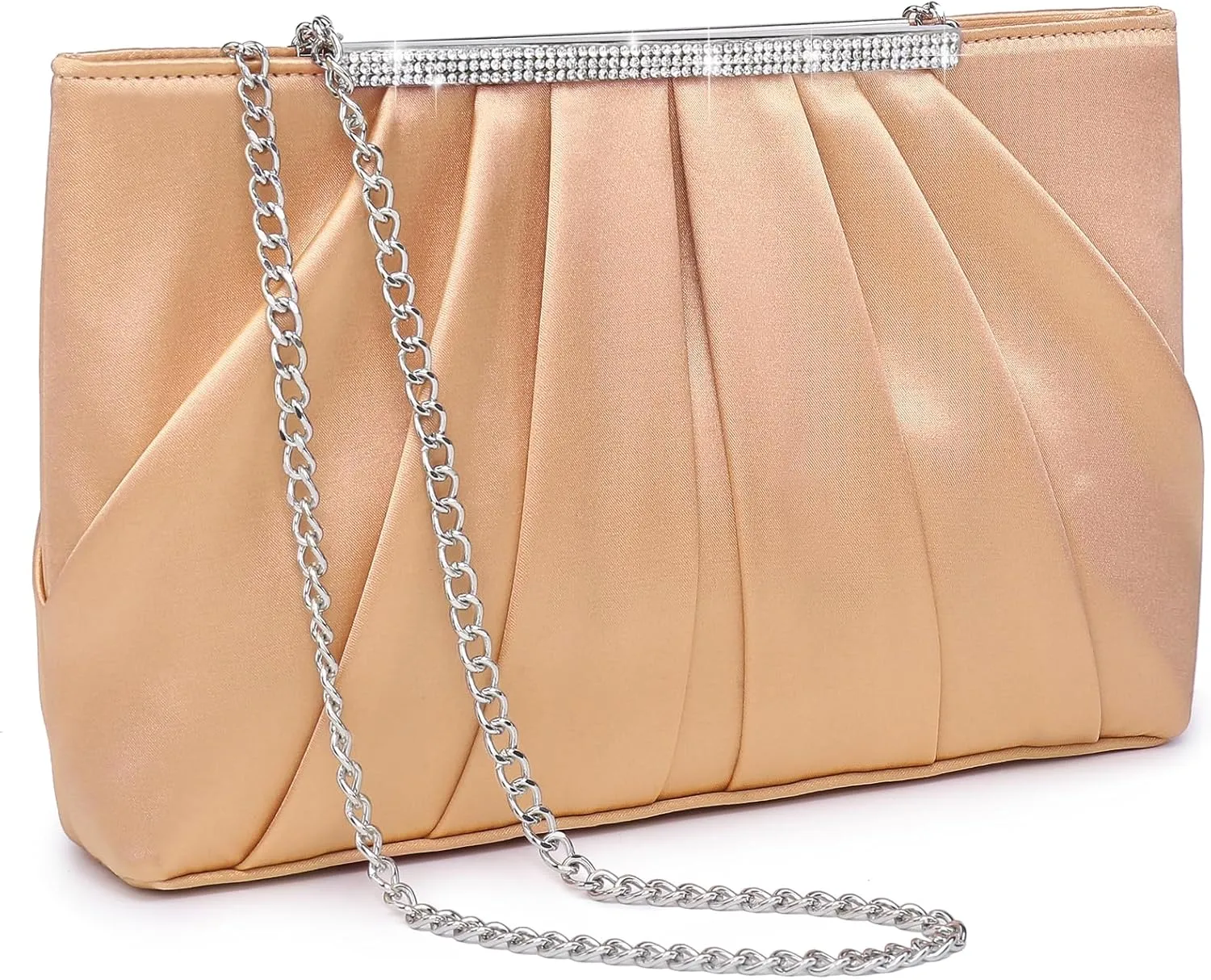 Dasein Elegant Pleated Evening Clutch Bags for Women Formal Handbags Purses for Wedding Party Prom with Sparkly Rhinestones