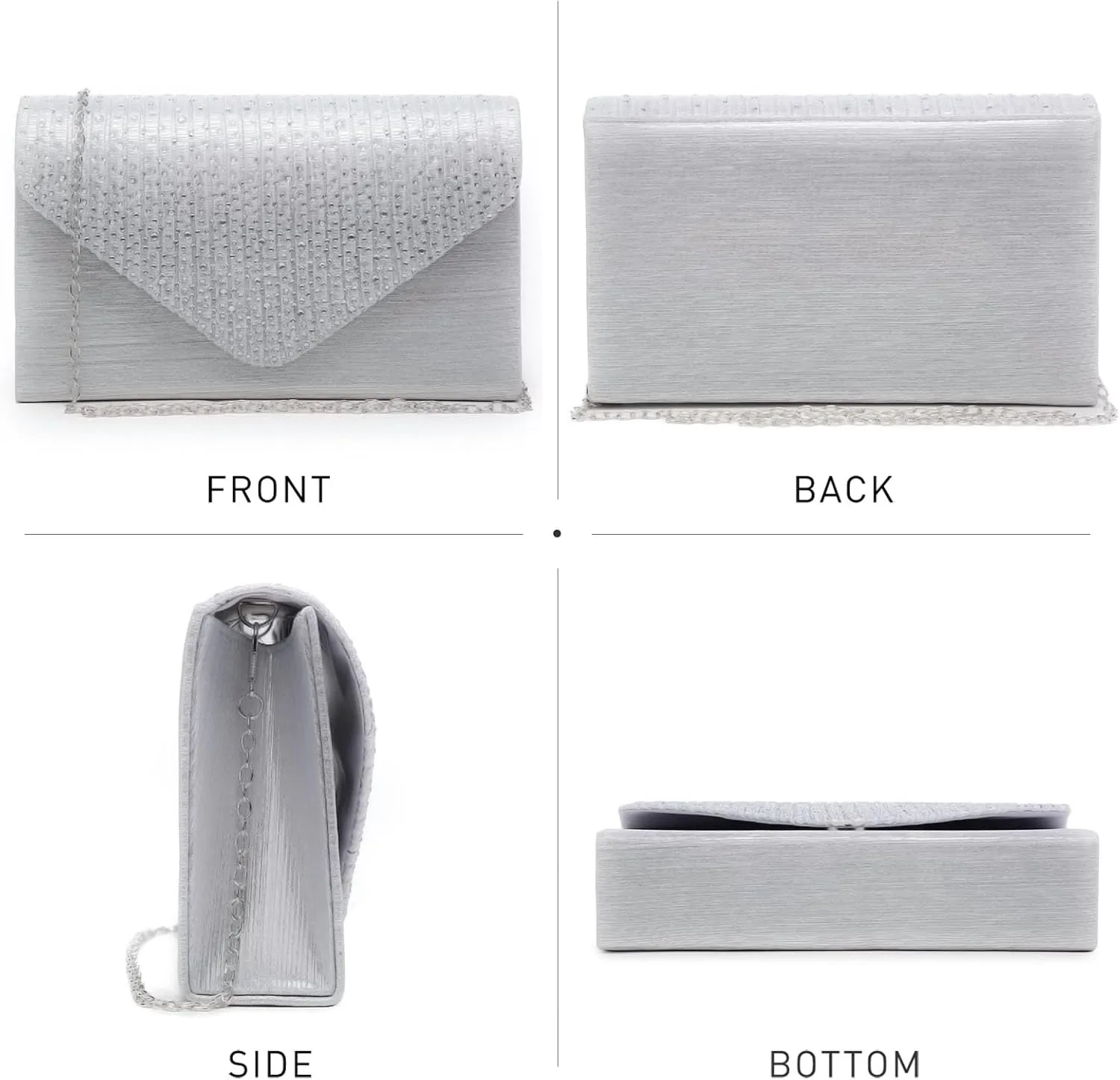Dasein Ladies Frosted Satin Evening Clutch Purse Bag Crossbody Handbags Party Prom Wedding Envelope