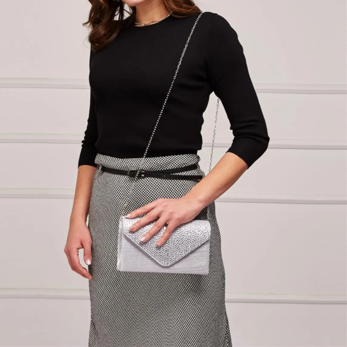 Dasein Ladies Frosted Satin Evening Clutch Purse Bag Crossbody Handbags Party Prom Wedding Envelope