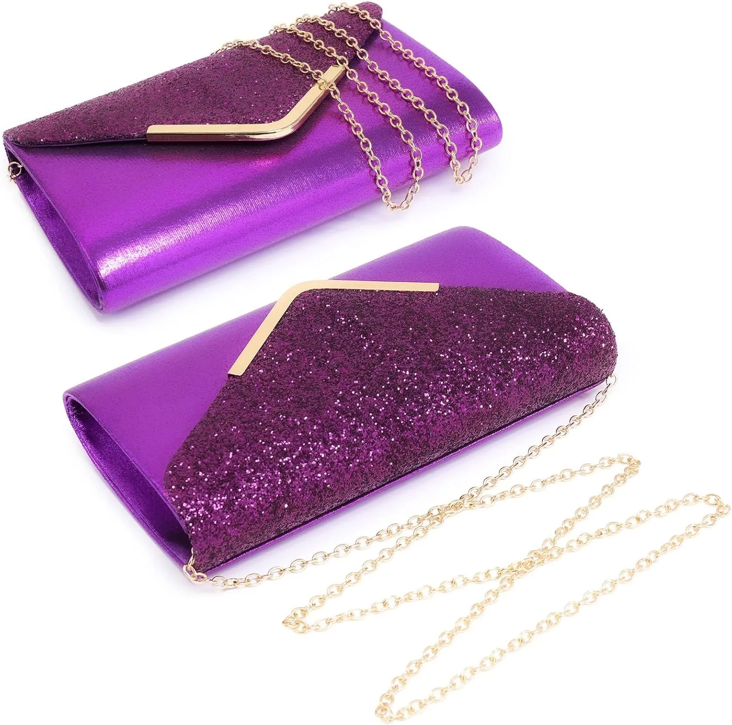 Dasein Women Evening Bags Formal Clutch Purses for Wedding Party Prom Handbags with Shoulder Strap and Glitter Flap