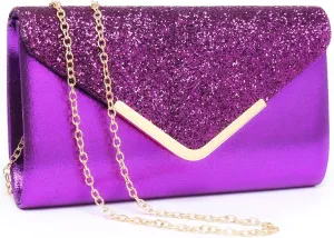 Dasein Women Evening Bags Formal Clutch Purses for Wedding Party Prom Handbags with Shoulder Strap and Glitter Flap
