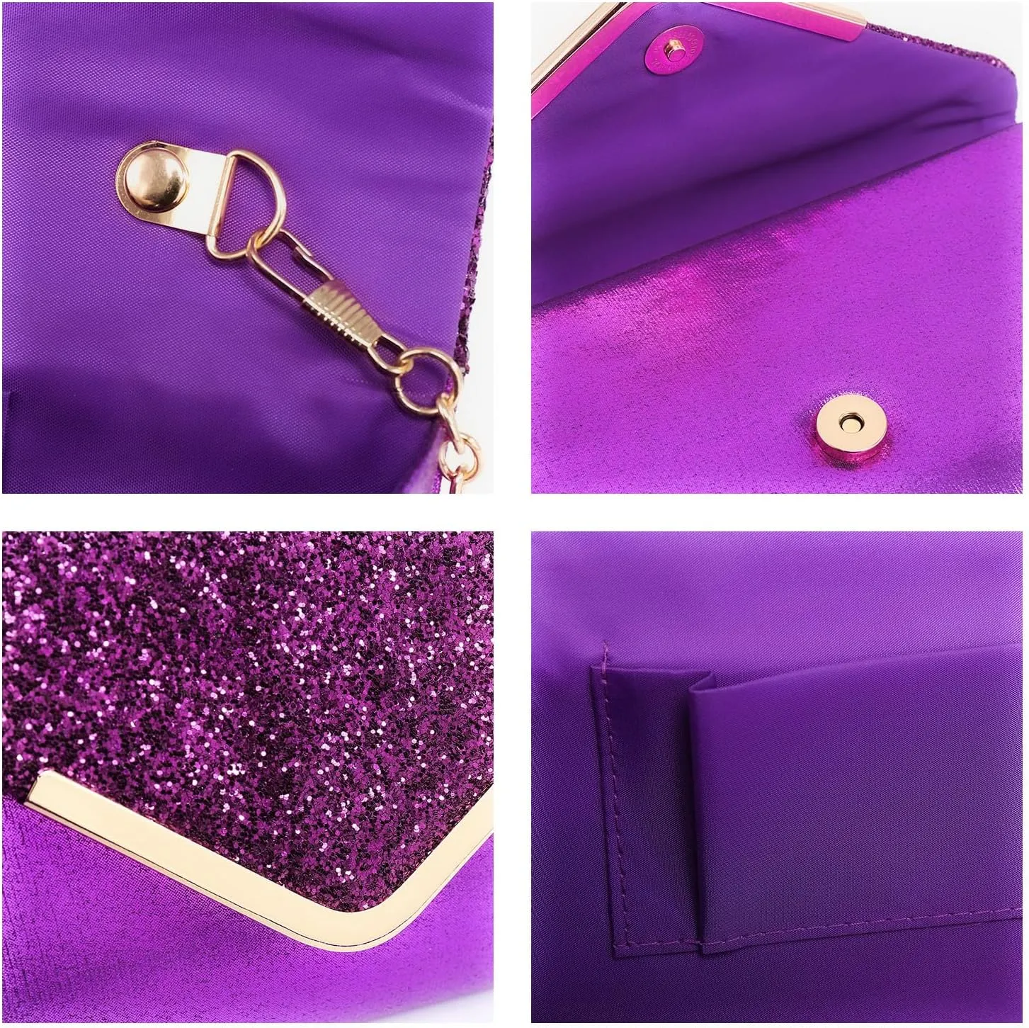Dasein Women Evening Bags Formal Clutch Purses for Wedding Party Prom Handbags with Shoulder Strap and Glitter Flap