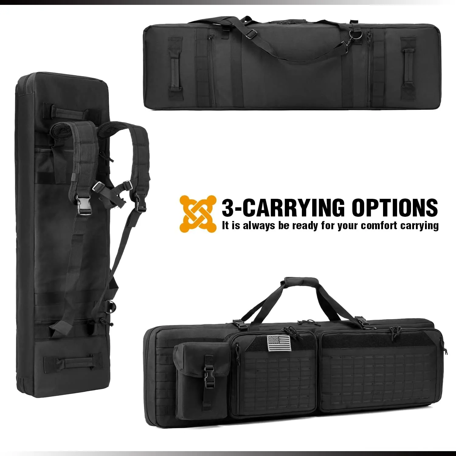 DBTAC Urban Classic Tactical Double Long Gun Bag Soft Rifle Case Pistol Transportation Case w/Backpack Strap for Range Shooting Outdoor Hunting | 32" 36" 42" 48"