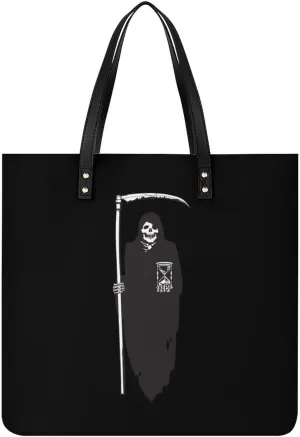 Death Scythe Grim Reaper Tote Bag Leather Handbags Large Shoulder Bag for College Work Travel Shopping