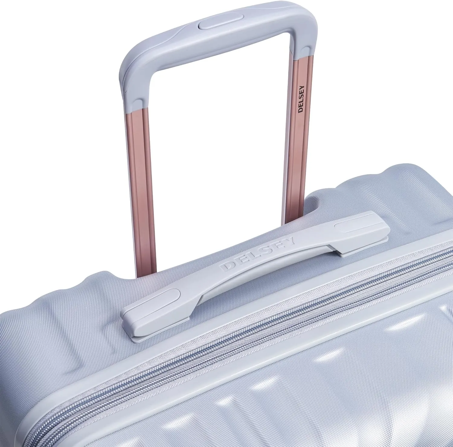 DELSEY PARIS Alexis Durable Luggage, Expandable Lightweight 4-Wheel Spinner, Easy Grip Handles for Smooth Mobility, TSA-Lock Incorporated, Men and Women, Platinum/Rose Gold, Check-In 25-Inch