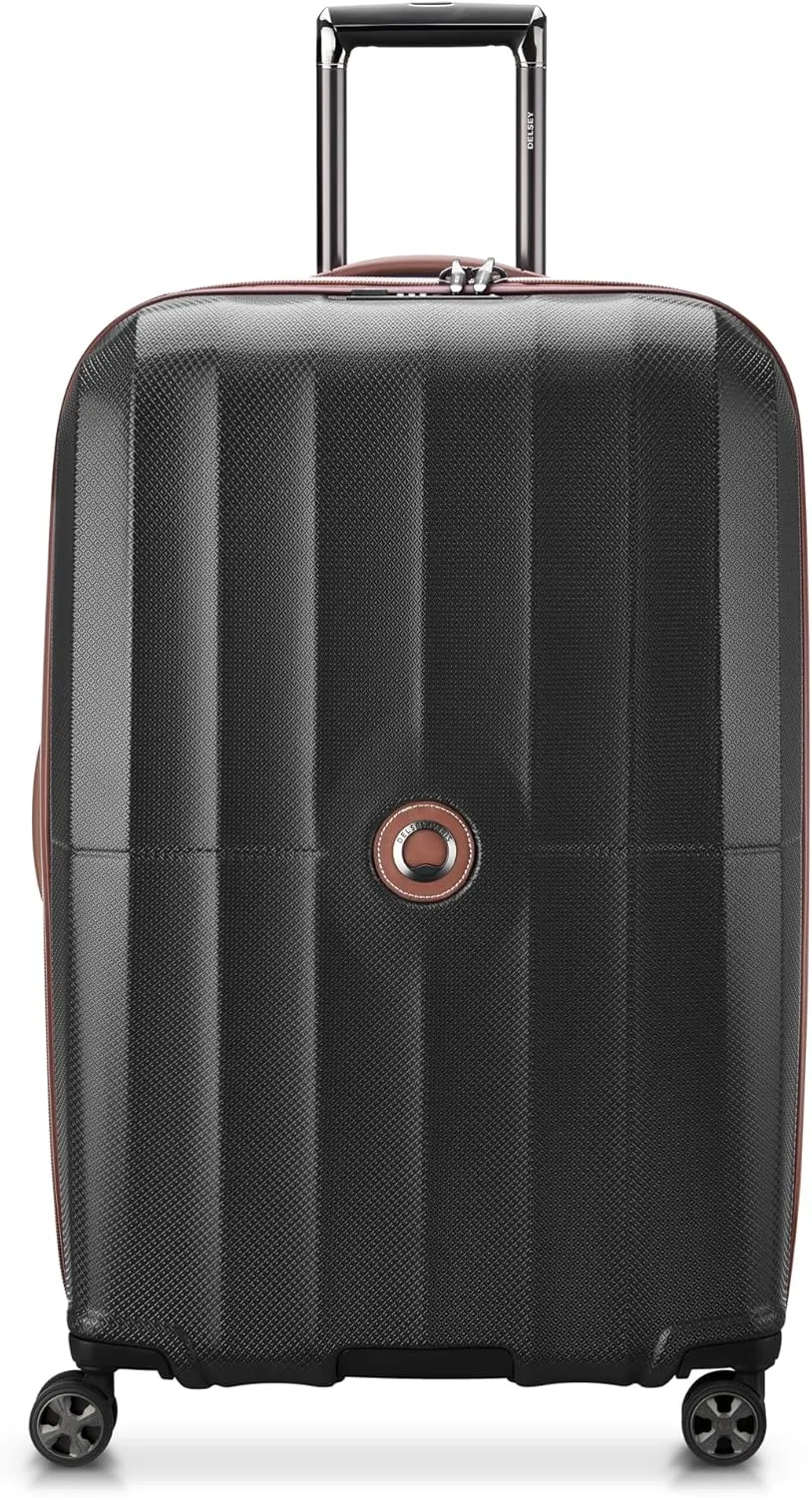 DELSEY PARIS Carrousel Hardside Expandable Luggage with Spinner Wheels, Black, Checked-Large 28 Inch