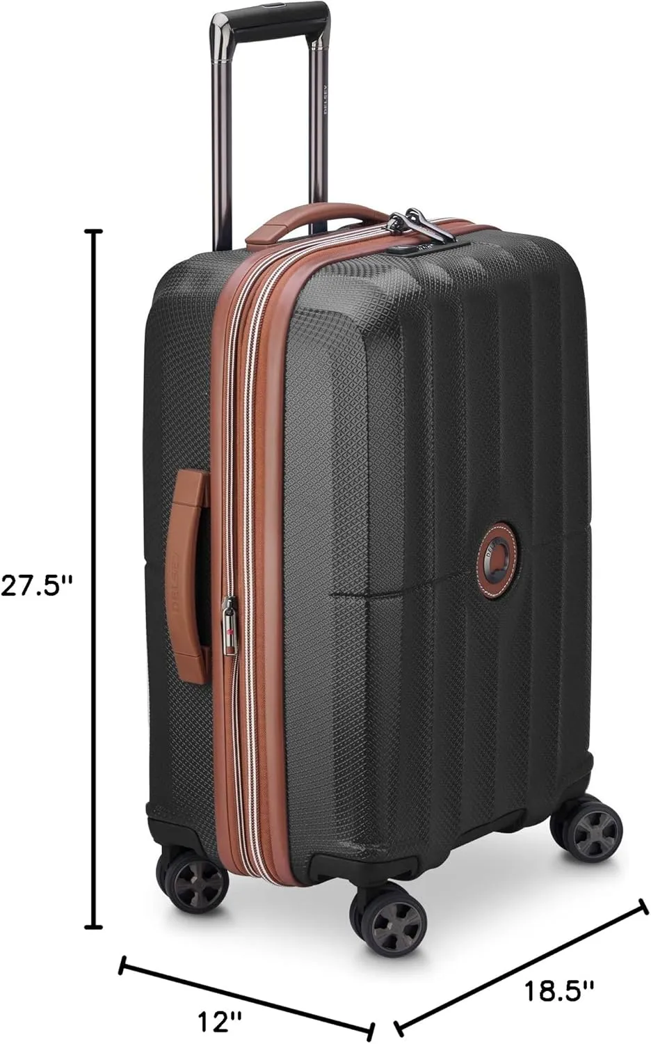 DELSEY PARIS Carrousel Hardside Expandable Luggage with Spinner Wheels, Black, Checked-Large 28 Inch