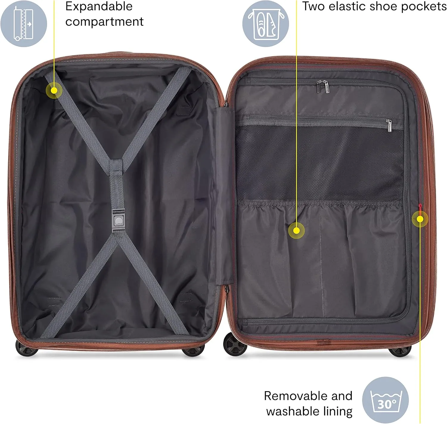 DELSEY PARIS Carrousel Hardside Expandable Luggage with Spinner Wheels, Black, Checked-Large 28 Inch