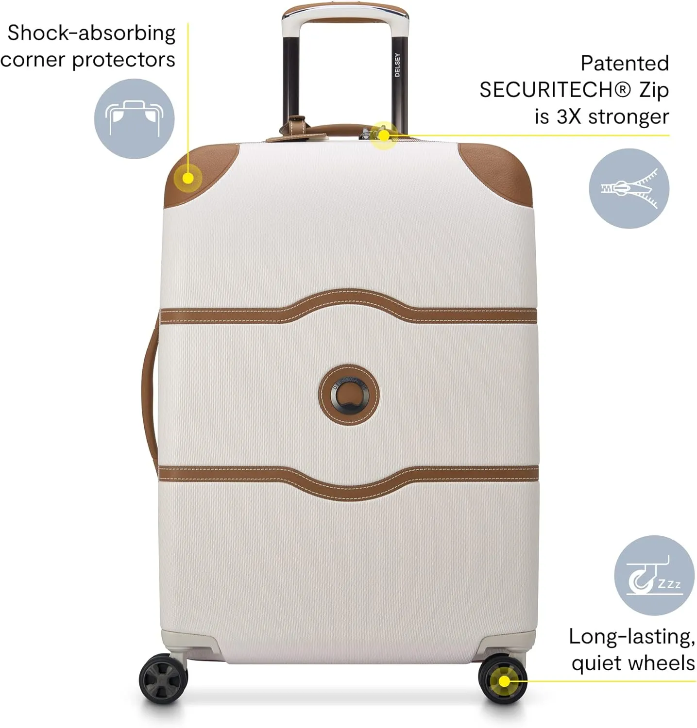 DELSEY PARIS Chatelet Air 2.0 Hardside Luggage with Spinner Wheels, Angora, Checked-Large 28 Inch