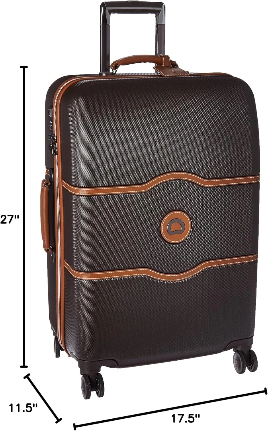 DELSEY PARIS Chatelet Hard  Hardside Luggage with Spinner Wheels, Chocolate Brown, Checked-Medium 24 Inch
