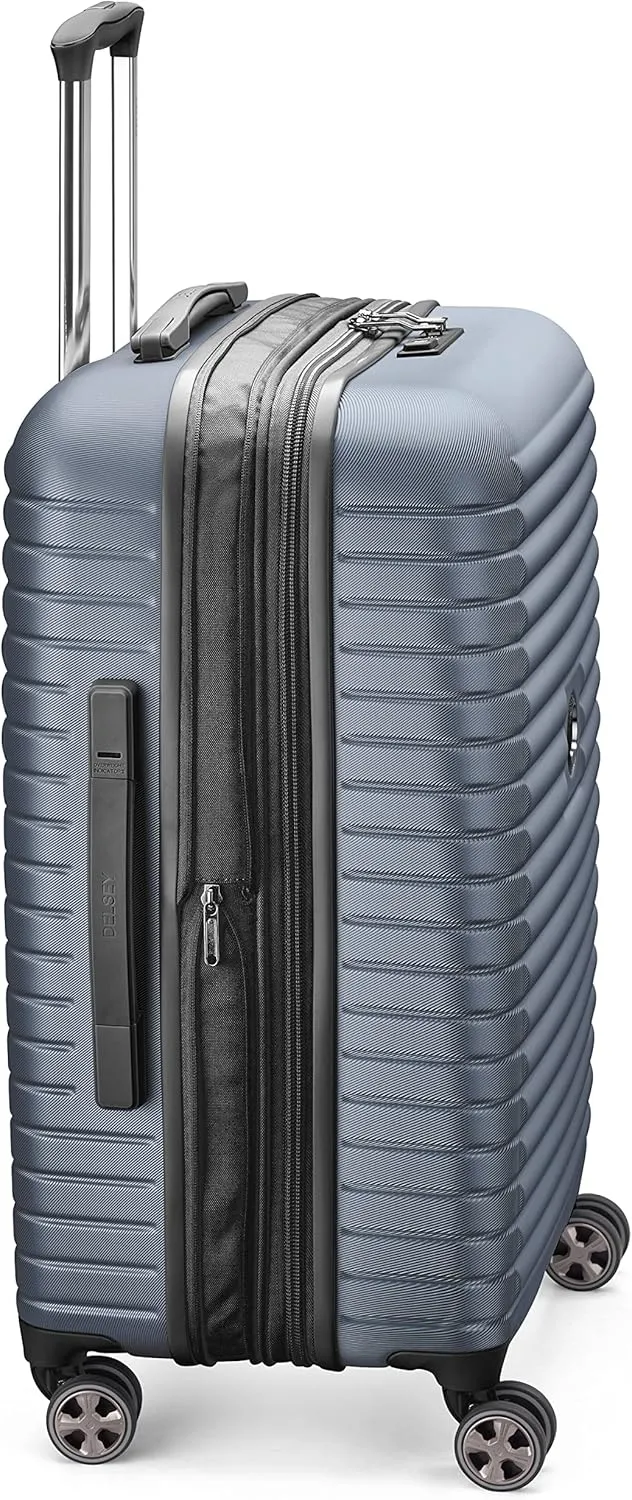 DELSEY PARIS Cruise 3.0 Hardside Expandable Luggage with Spinner Wheels, Graphite, Checked-Medium 24 Inch