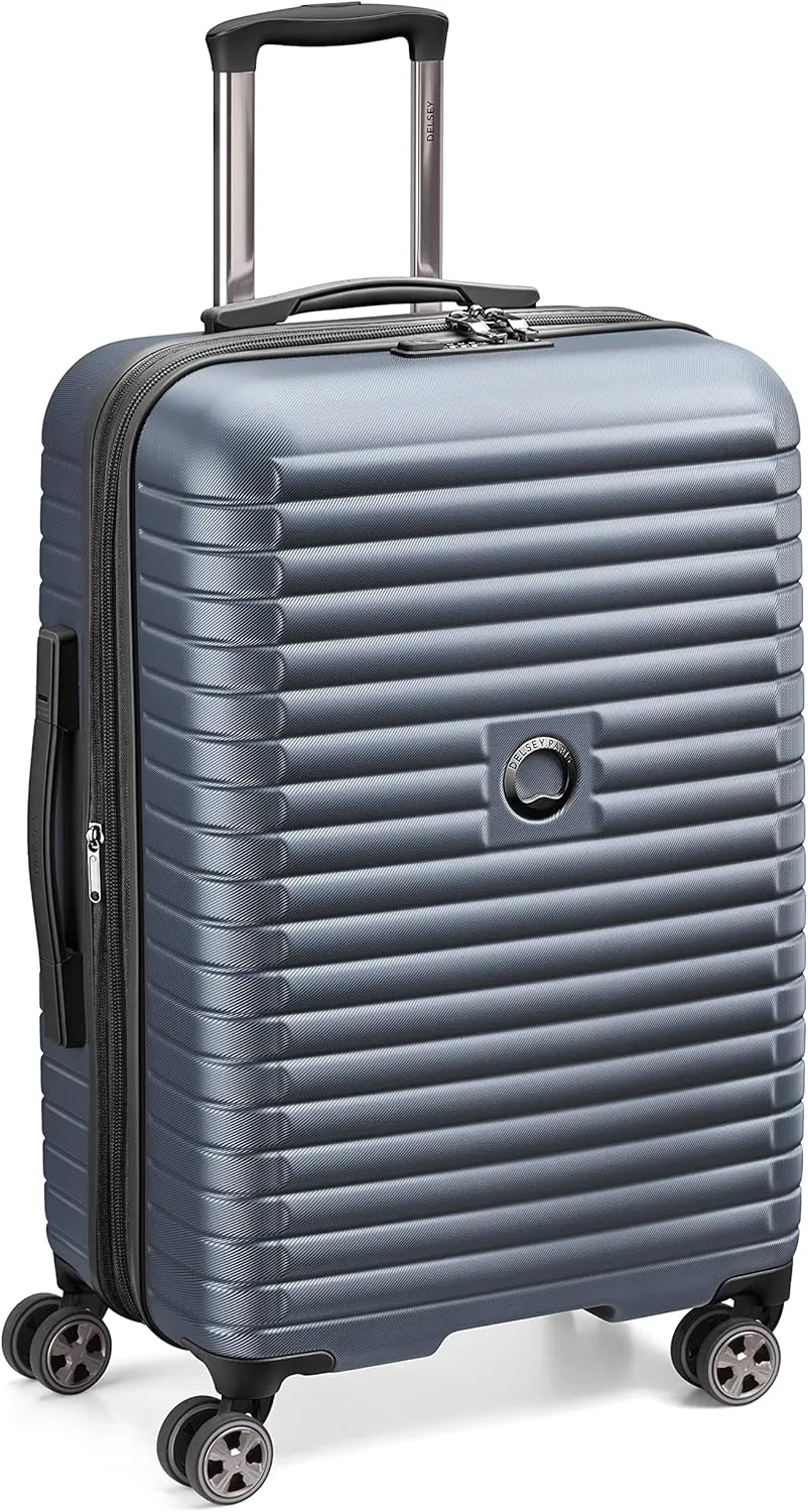 DELSEY PARIS Cruise 3.0 Hardside Expandable Luggage with Spinner Wheels, Graphite, Checked-Medium 24 Inch
