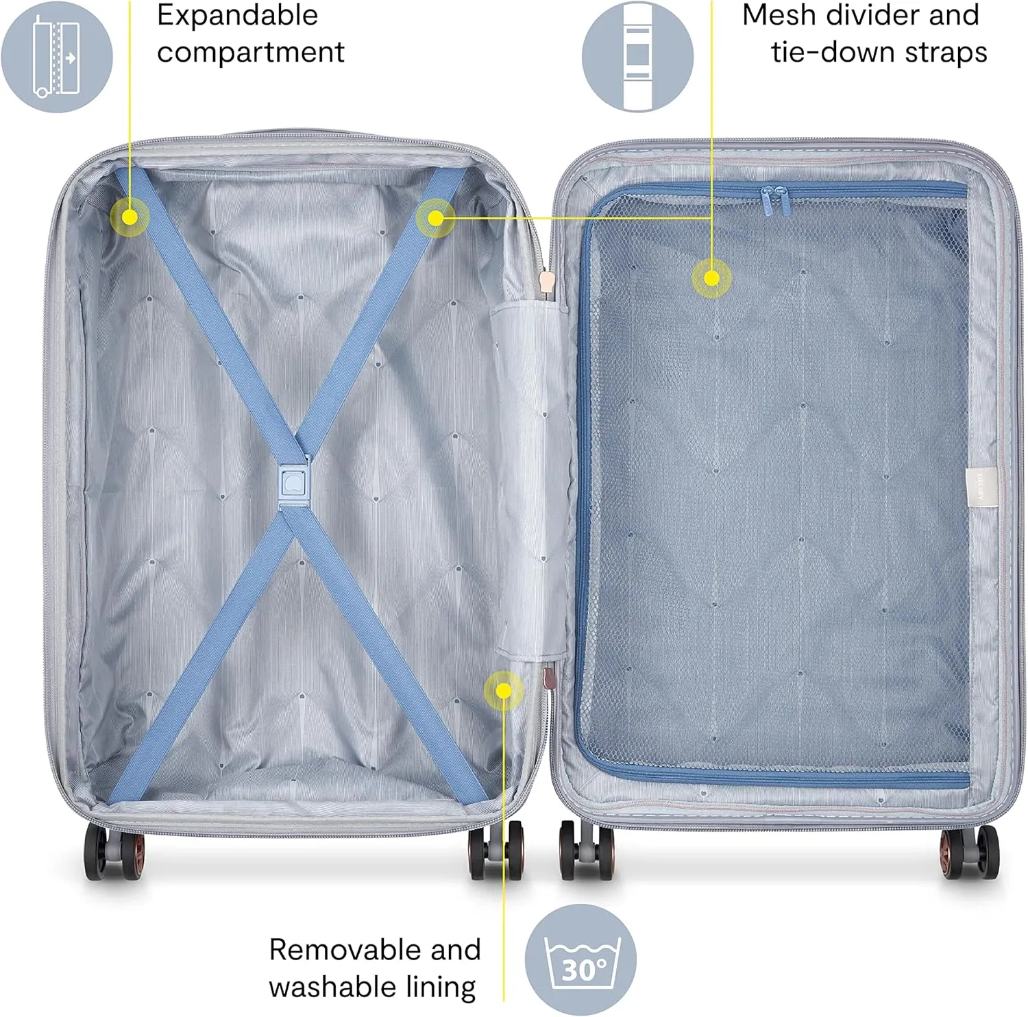 DELSEY PARIS Cruise 3.0 Hardside Expandable Luggage with Spinner Wheels, Graphite, Checked-Medium 24 Inch