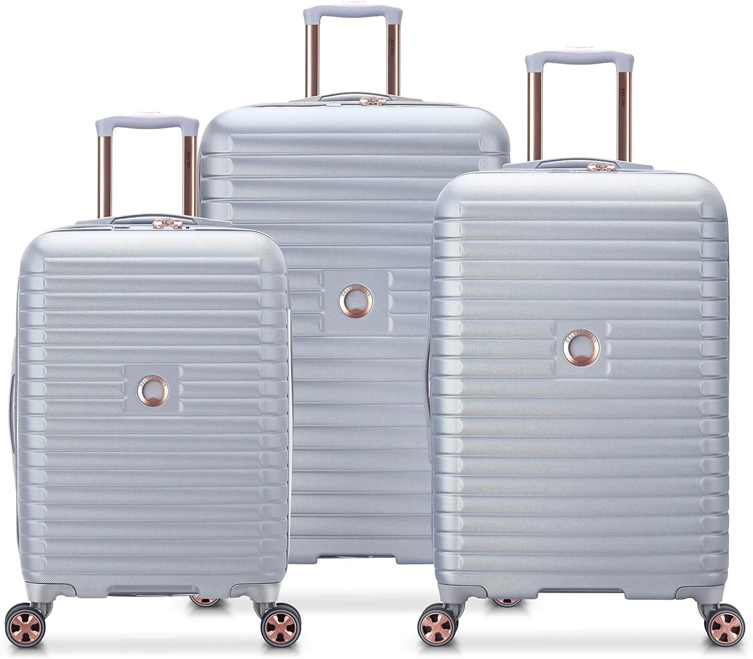 DELSEY PARIS Cruise 3.0 Hardside Expandable Luggage with Spinner Wheels, Platinum, 3 Piece Set (21/24/28)