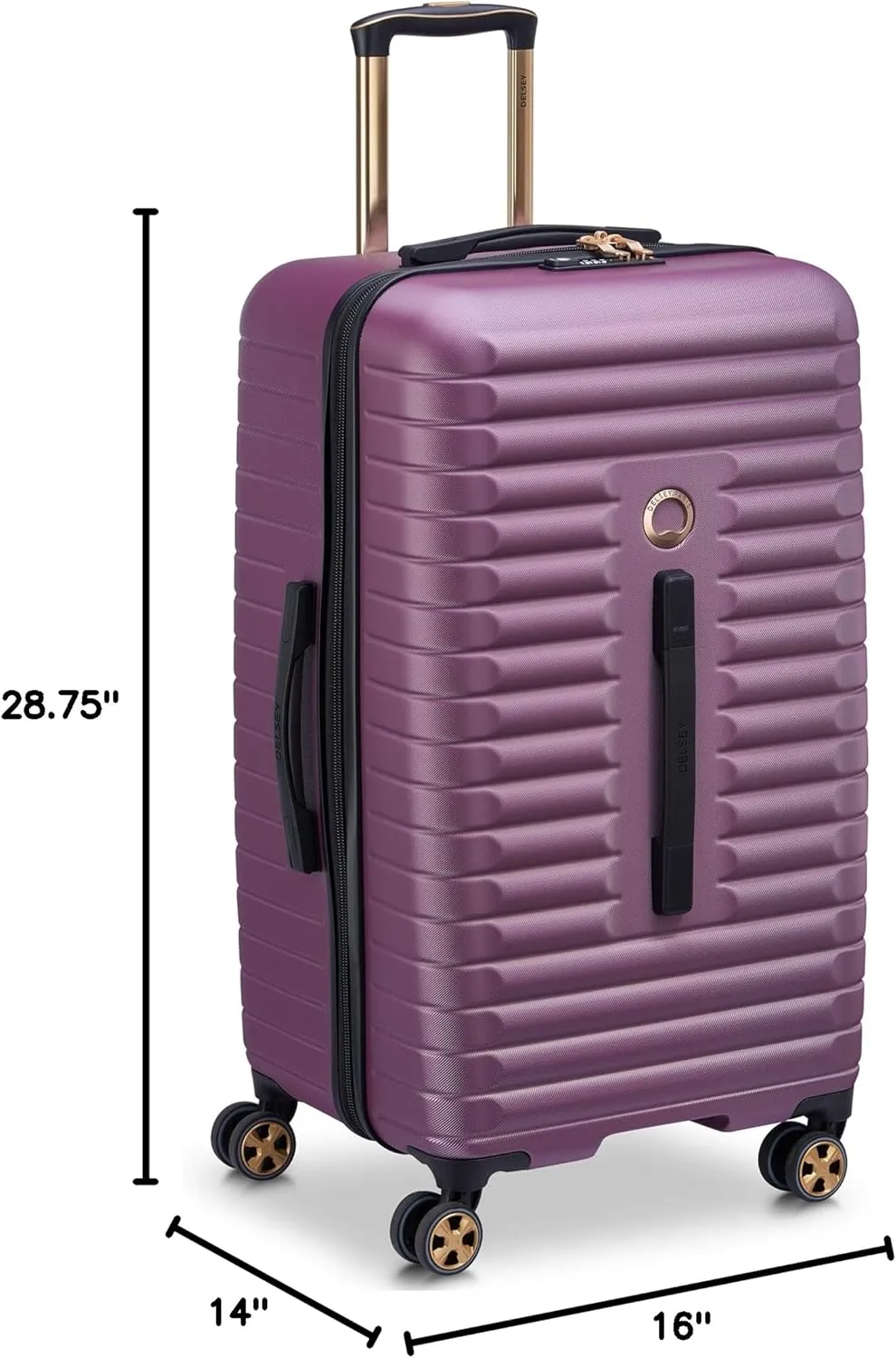 DELSEY PARIS Cruise 3.0 Hardside Expandable Luggage with Spinner Wheels, Plum, Checked 26 Inch Trunk