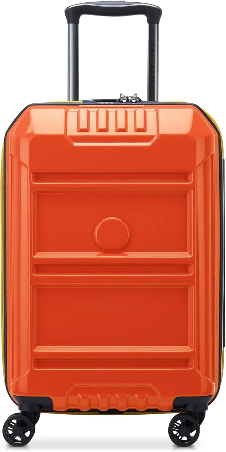 DELSEY PARIS Rempart Hardside Expandable Luggage with Spinner Wheels, Orange, Carry-On 19 Inch